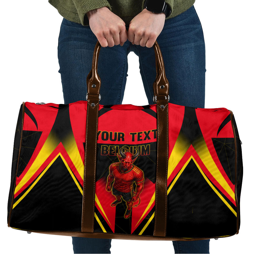 Personalized Belgium Soccer Travel Bag Belgian Football Pride Red Devils Mascot