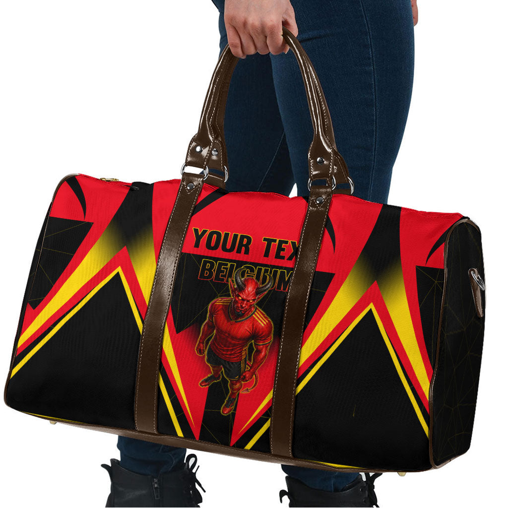 Personalized Belgium Soccer Travel Bag Belgian Football Pride Red Devils Mascot