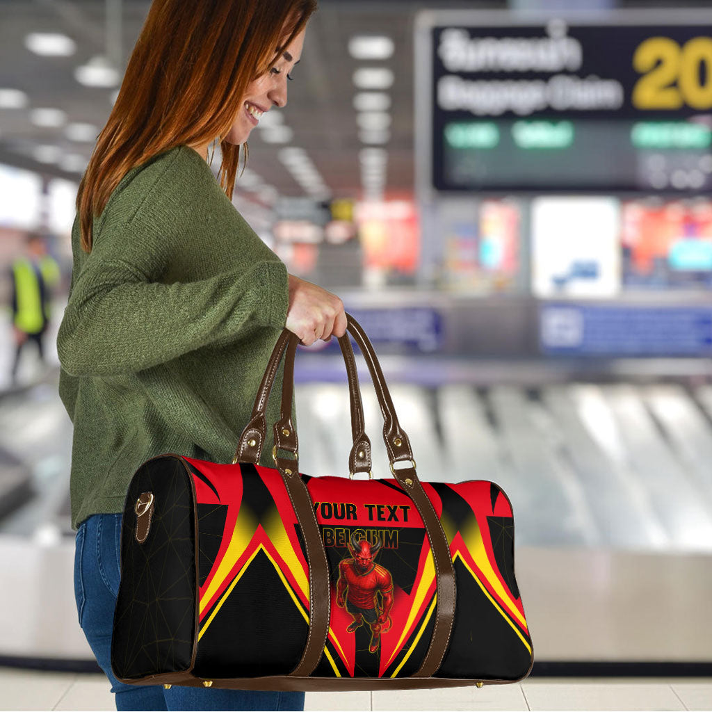 Personalized Belgium Soccer Travel Bag Belgian Football Pride Red Devils Mascot