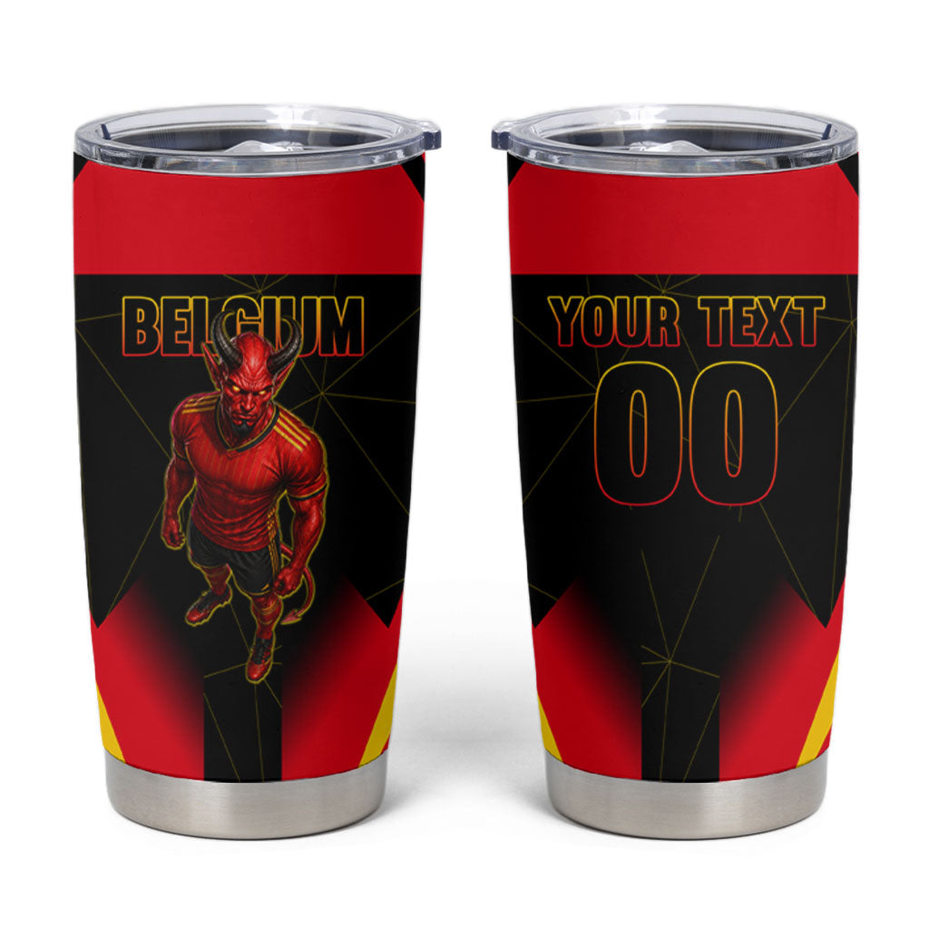 Personalized Belgium Soccer Tumbler Cup Belgian Football Pride Red Devils Mascot