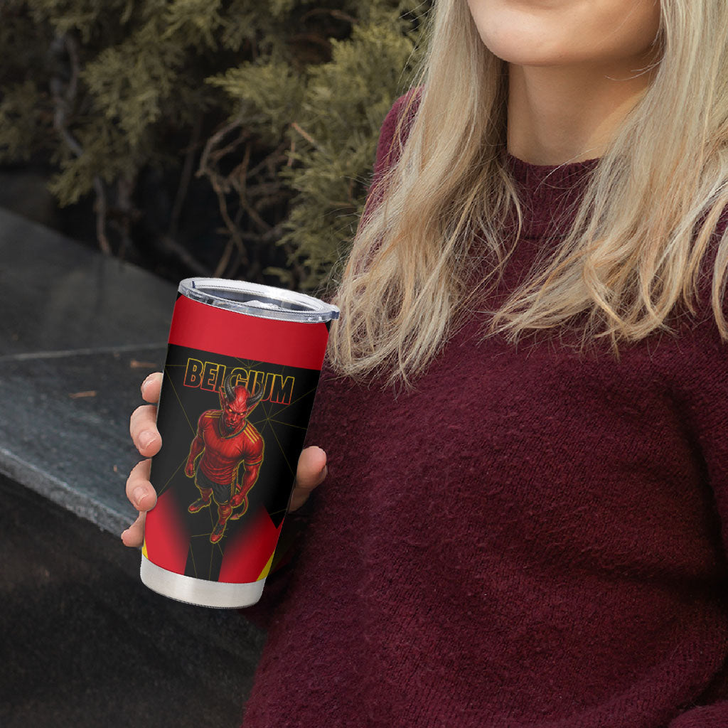 Personalized Belgium Soccer Tumbler Cup Belgian Football Pride Red Devils Mascot