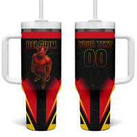 Personalized Belgium Soccer Tumbler With Handle Belgian Football Pride Red Devils Mascot