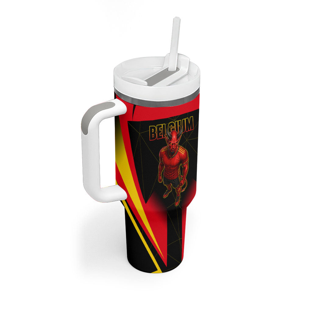 Personalized Belgium Soccer Tumbler With Handle Belgian Football Pride Red Devils Mascot