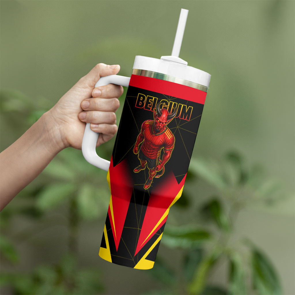 Personalized Belgium Soccer Tumbler With Handle Belgian Football Pride Red Devils Mascot