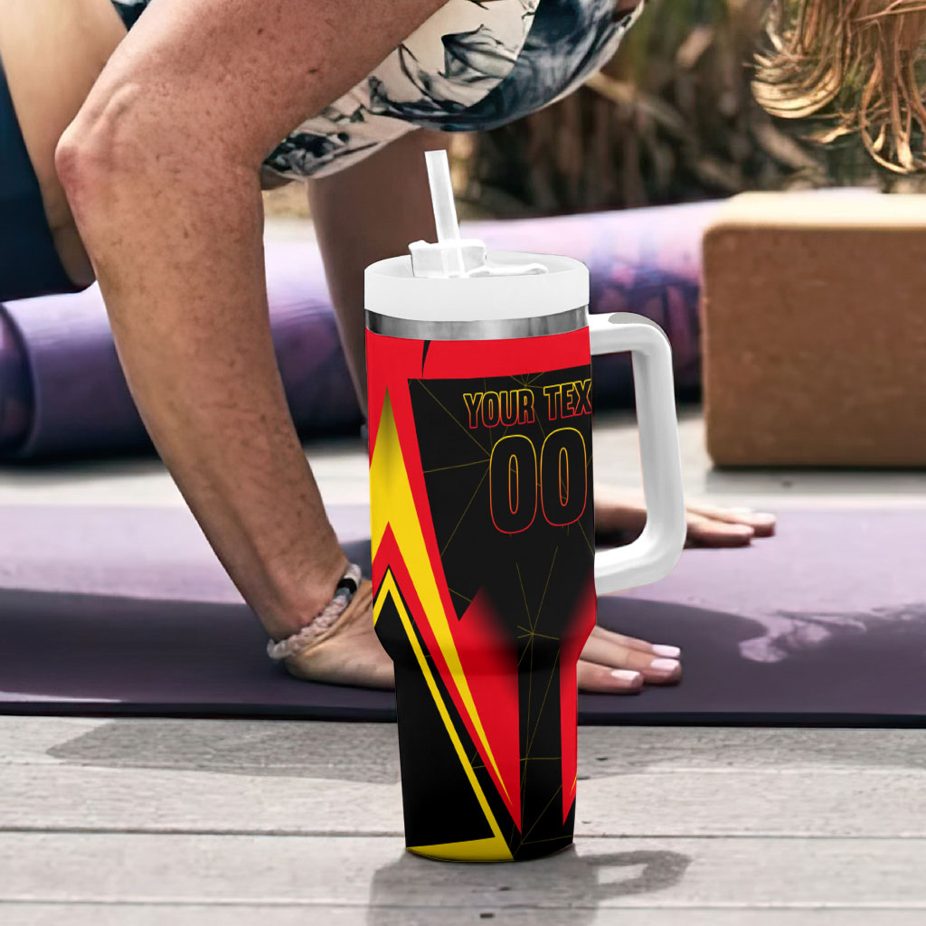 Personalized Belgium Soccer Tumbler With Handle Belgian Football Pride Red Devils Mascot