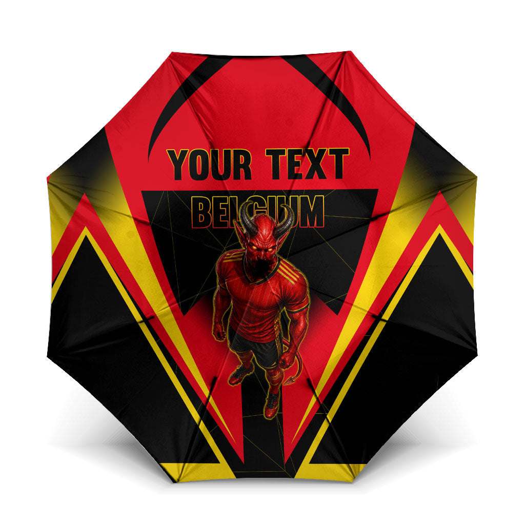 Personalized Belgium Soccer Umbrella Belgian Football Pride Red Devils Mascot