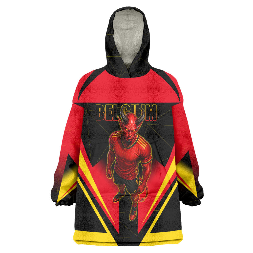 Personalized Belgium Soccer Wearable Blanket Hoodie Belgian Football Pride Red Devils Mascot