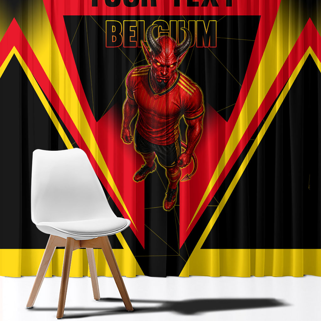 Personalized Belgium Soccer Window Curtain Belgian Football Pride Red Devils Mascot