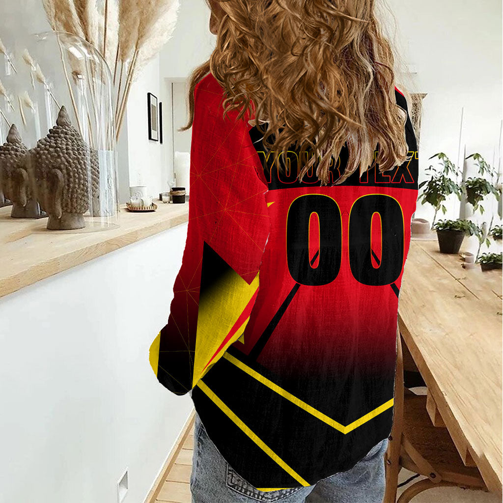 Personalized Belgium Soccer Women Casual Shirt Belgian Football Pride Red Devils Mascot
