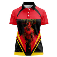 Personalized Belgium Soccer Women Polo Shirt Belgian Football Pride Red Devils Mascot