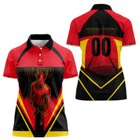 Personalized Belgium Soccer Women Polo Shirt Belgian Football Pride Red Devils Mascot