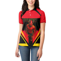 Personalized Belgium Soccer Women Polo Shirt Belgian Football Pride Red Devils Mascot