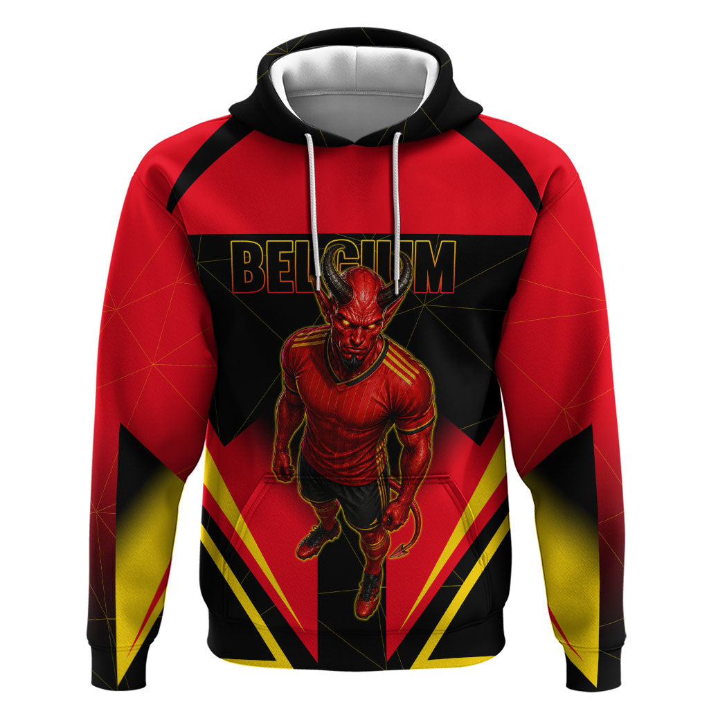 Personalized Belgium Soccer Zip Hoodie Belgian Football Pride Red Devils Mascot