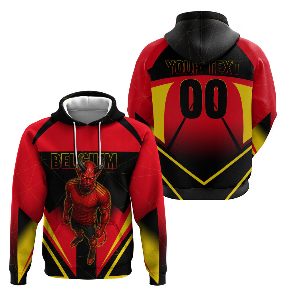 Personalized Belgium Soccer Zip Hoodie Belgian Football Pride Red Devils Mascot