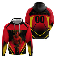 Personalized Belgium Soccer Zip Hoodie Belgian Football Pride Red Devils Mascot
