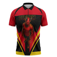 Personalized Belgium Soccer Zipper Polo Shirt Belgian Football Pride Red Devils Mascot