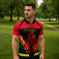 Personalized Belgium Soccer Zipper Polo Shirt Belgian Football Pride Red Devils Mascot