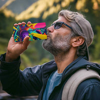 Custom Bowling Strike Design 4 in 1 Can Cooler Tumbler Colorful Pins and Purple Ball in Abstract Splatter Art Style - Wonder Print Shop