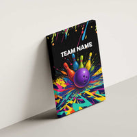 Custom Bowling Strike Design Canvas Wall Art Colorful Pins and Purple Ball in Abstract Splatter Art Style - Wonder Print Shop