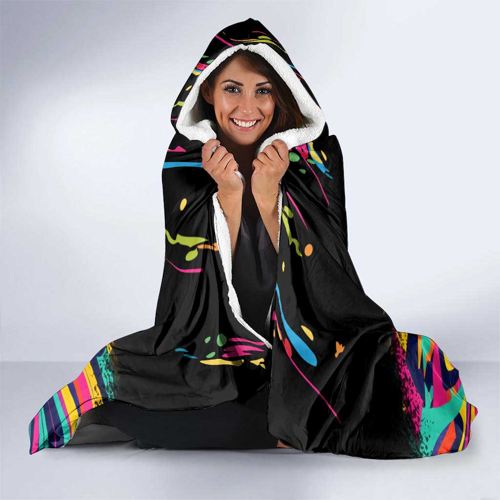 Custom Bowling Strike Design Hooded Blanket Colorful Pins and Purple Ball in Abstract Splatter Art Style - Wonder Print Shop
