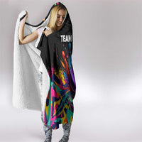 Custom Bowling Strike Design Hooded Blanket Colorful Pins and Purple Ball in Abstract Splatter Art Style - Wonder Print Shop