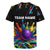 Custom Bowling Strike Design Rugby Jersey Colorful Pins and Purple Ball in Abstract Splatter Art Style - Wonder Print Shop