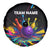 Custom Bowling Strike Design Spare Tire Cover Colorful Pins and Purple Ball in Abstract Splatter Art Style - Wonder Print Shop
