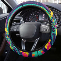 Bowling Strike Design Steering Wheel Cover Colorful Pins and Purple Ball in Abstract Splatter Art Style - Wonder Print Shop