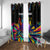 Custom Bowling Strike Design Window Curtain Colorful Pins and Purple Ball in Abstract Splatter Art Style - Wonder Print Shop