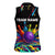 Custom Bowling Strike Design Women Sleeveless Polo Shirt Colorful Pins and Purple Ball in Abstract Splatter Art Style - Wonder Print Shop