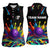 Custom Bowling Strike Design Women Sleeveless Polo Shirt Colorful Pins and Purple Ball in Abstract Splatter Art Style - Wonder Print Shop