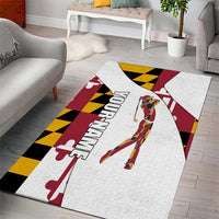 Golf Player Silhouette Area Rug Maryland Flag Pattern and Custom Name Panel Design - Wonder Print Shop