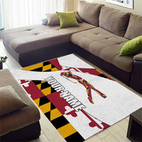 Golf Player Silhouette Area Rug Maryland Flag Pattern and Custom Name Panel Design - Wonder Print Shop