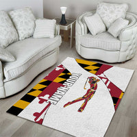 Golf Player Silhouette Area Rug Maryland Flag Pattern and Custom Name Panel Design - Wonder Print Shop
