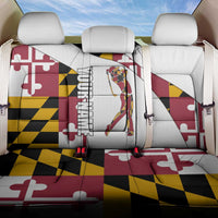 Golf Player Silhouette Back Car Seat Cover Maryland Flag Pattern and Custom Name Panel Design - Wonder Print Shop