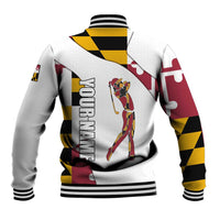 Golf Player Silhouette Baseball Jacket Maryland Flag Pattern and Custom Name Panel Design - Wonder Print Shop