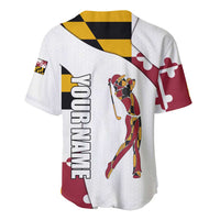 Golf Player Silhouette Baseball Jersey Maryland Flag Pattern and Custom Name Panel Design - Wonder Print Shop