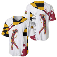 Golf Player Silhouette Baseball Jersey Maryland Flag Pattern and Custom Name Panel Design - Wonder Print Shop