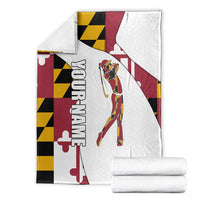 Golf Player Silhouette Blanket Maryland Flag Pattern and Custom Name Panel Design - Wonder Print Shop