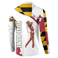 Golf Player Silhouette Button Sweatshirt Maryland Flag Pattern and Custom Name Panel Design - Wonder Print Shop