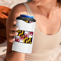 Golf Player Silhouette 4 in 1 Can Cooler Tumbler Maryland Flag Pattern and Custom Name Panel Design - Wonder Print Shop