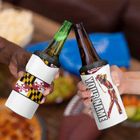 Golf Player Silhouette 4 in 1 Can Cooler Tumbler Maryland Flag Pattern and Custom Name Panel Design - Wonder Print Shop