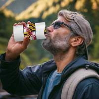 Golf Player Silhouette 4 in 1 Can Cooler Tumbler Maryland Flag Pattern and Custom Name Panel Design - Wonder Print Shop
