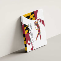 Golf Player Silhouette Canvas Wall Art Maryland Flag Pattern and Custom Name Panel Design - Wonder Print Shop