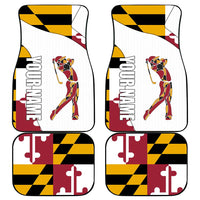 Golf Player Silhouette Car Mats Maryland Flag Pattern and Custom Name Panel Design - Wonder Print Shop
