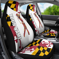 Golf Player Silhouette Car Seat Cover Maryland Flag Pattern and Custom Name Panel Design - Wonder Print Shop
