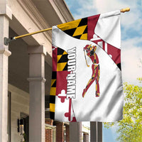 Golf Player Silhouette Garden Flag Maryland Flag Pattern and Custom Name Panel Design - Wonder Print Shop