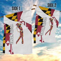 Golf Player Silhouette Garden Flag Maryland Flag Pattern and Custom Name Panel Design - Wonder Print Shop