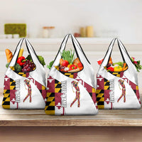 Golf Player Silhouette Grocery Bag Maryland Flag Pattern and Custom Name Panel Design - Wonder Print Shop