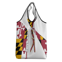 Golf Player Silhouette Grocery Bag Maryland Flag Pattern and Custom Name Panel Design - Wonder Print Shop